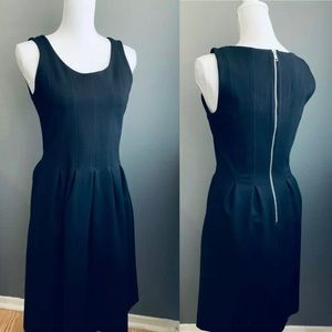 NWT! J. Crew Black Scoop Neck Pleated Dress!